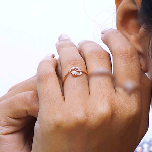 Folded Leaf Diamond Ring