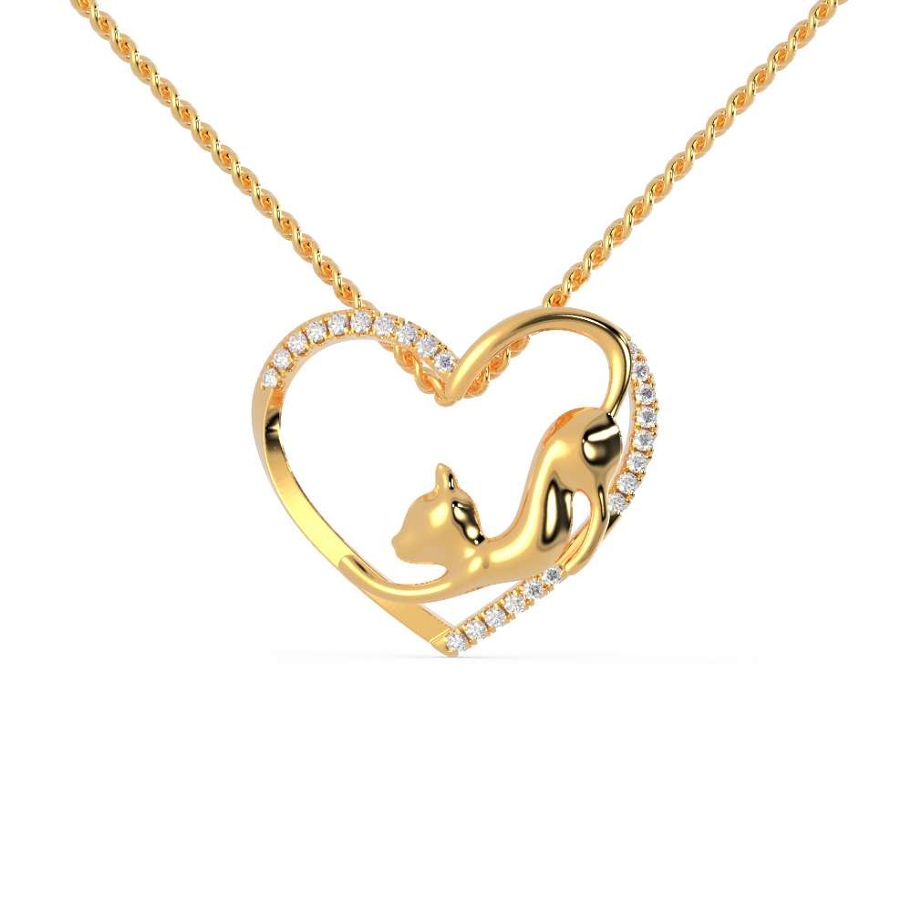 10k Rose Gold Cat Diamond Necklace