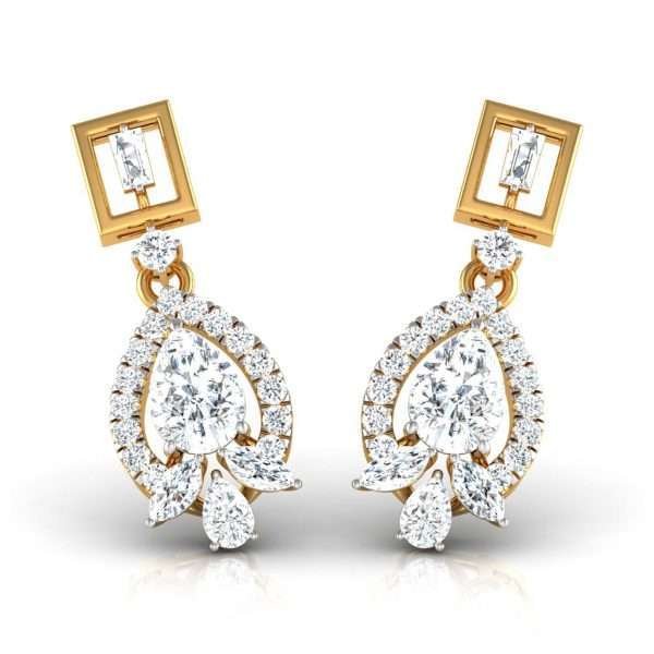 Buy quality 18k Rose gold diamond earrings pendants set in Ahmedabad